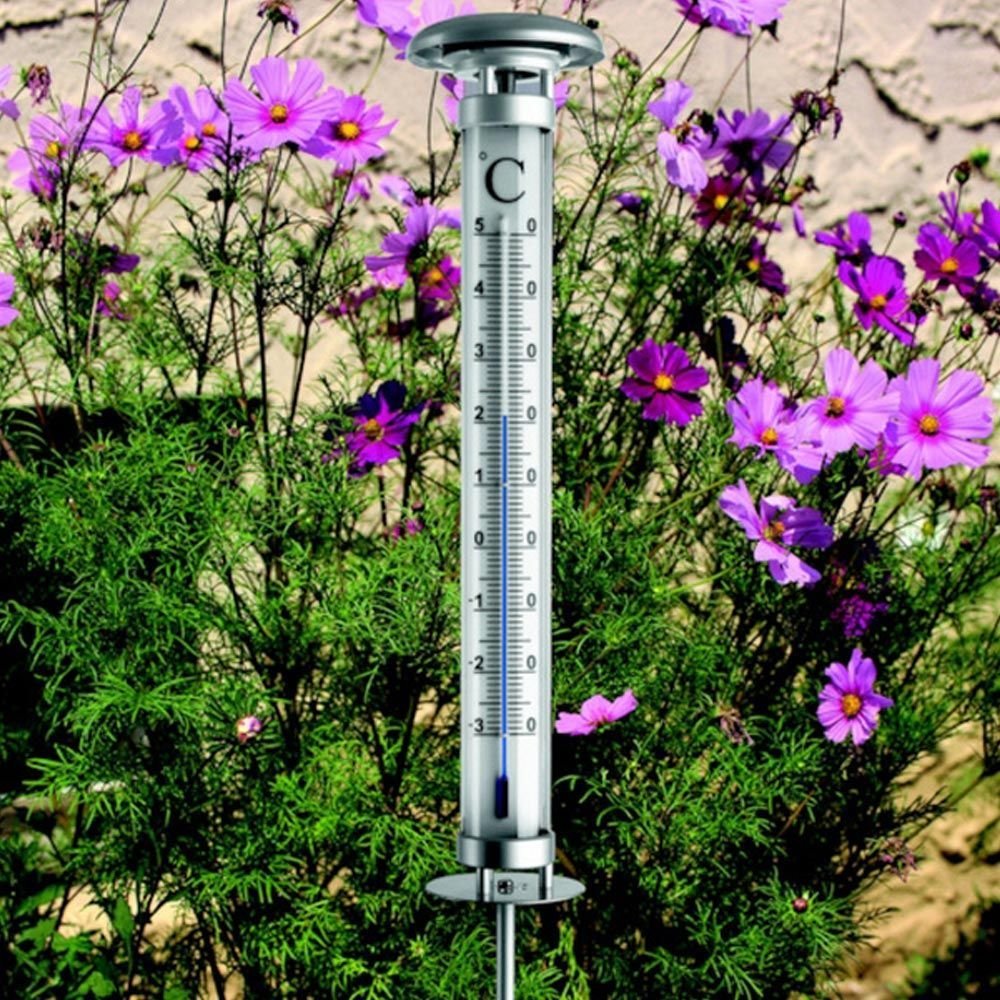 Large Solino Garden Thermometer With Solar Light 109cm - TD-12-2057-54