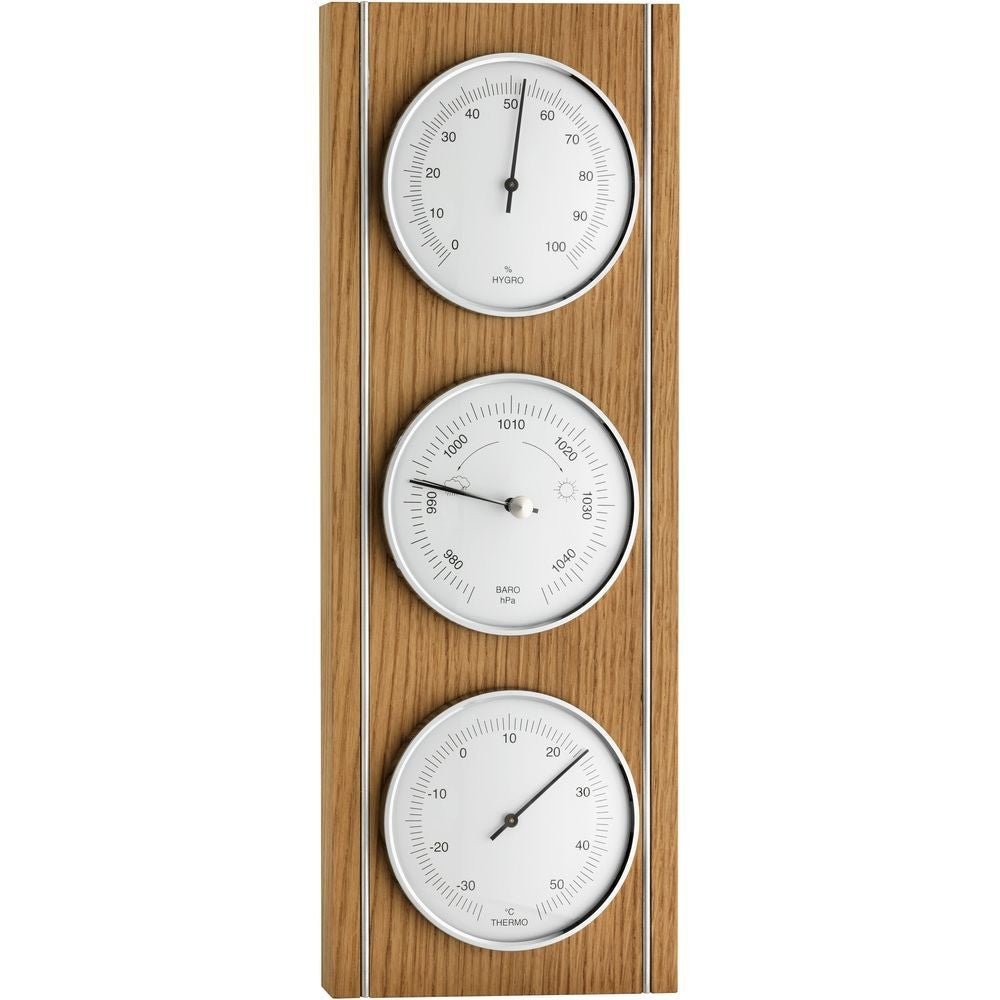 Oak &amp; Metal Trim Barometer 36cm - TD-20-1091-01