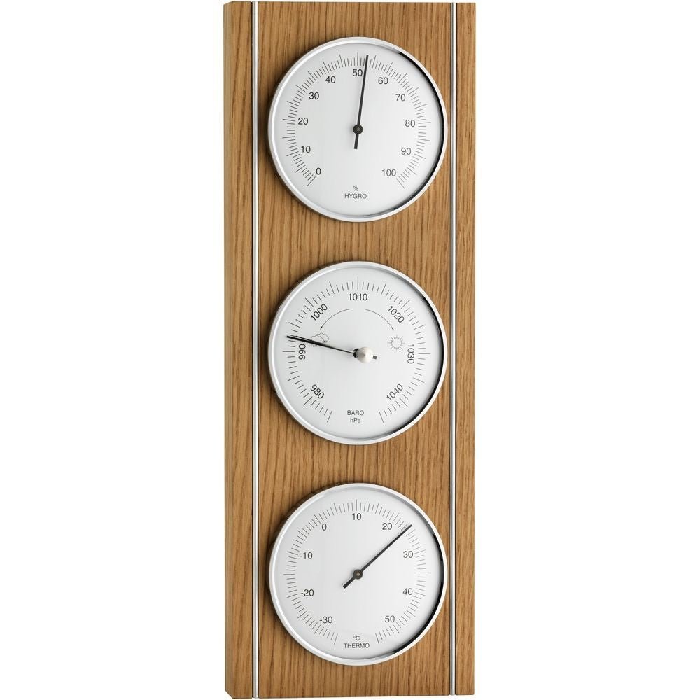 Oak & Metal Trim Barometer 36cm - TD-20-1091-01