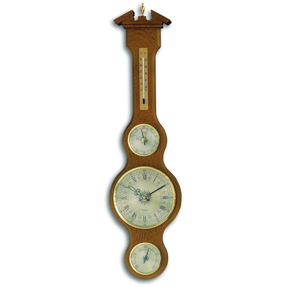 Oak Banjo Barometer With Clock 60cm - TD-45-3004-01