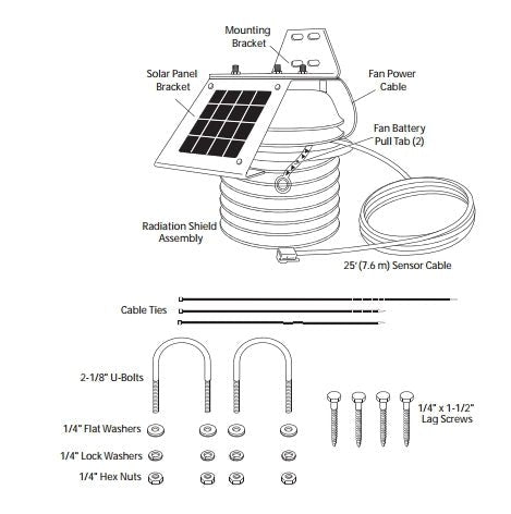 Davis Temperature/Humidity Sensor with 24 - hour Fan - Aspirated Radiation Shield - DI-6832