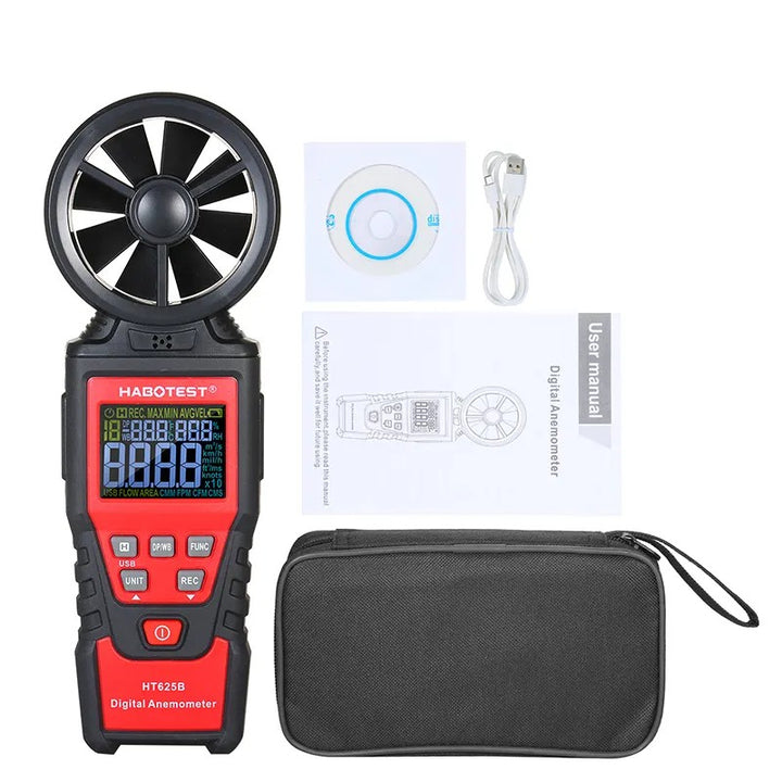 Portable Digital Anemometer: Measure Air Velocity, Temperature &amp; Humidity