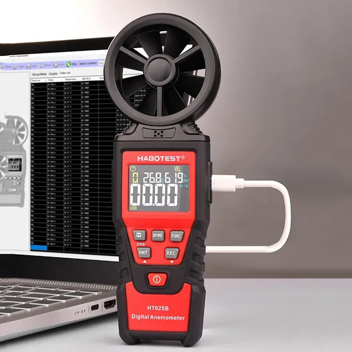 Portable Digital Anemometer: Measure Air Velocity, Temperature &amp; Humidity