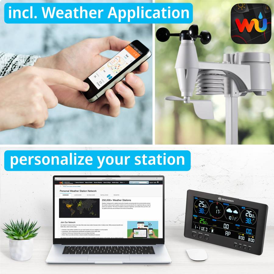 Bresser Clearview 7 - in - 1 WiFi Weather Station - includes Light Intensity, UV, Ice/Frost Alert 7002586 - BR-7002586