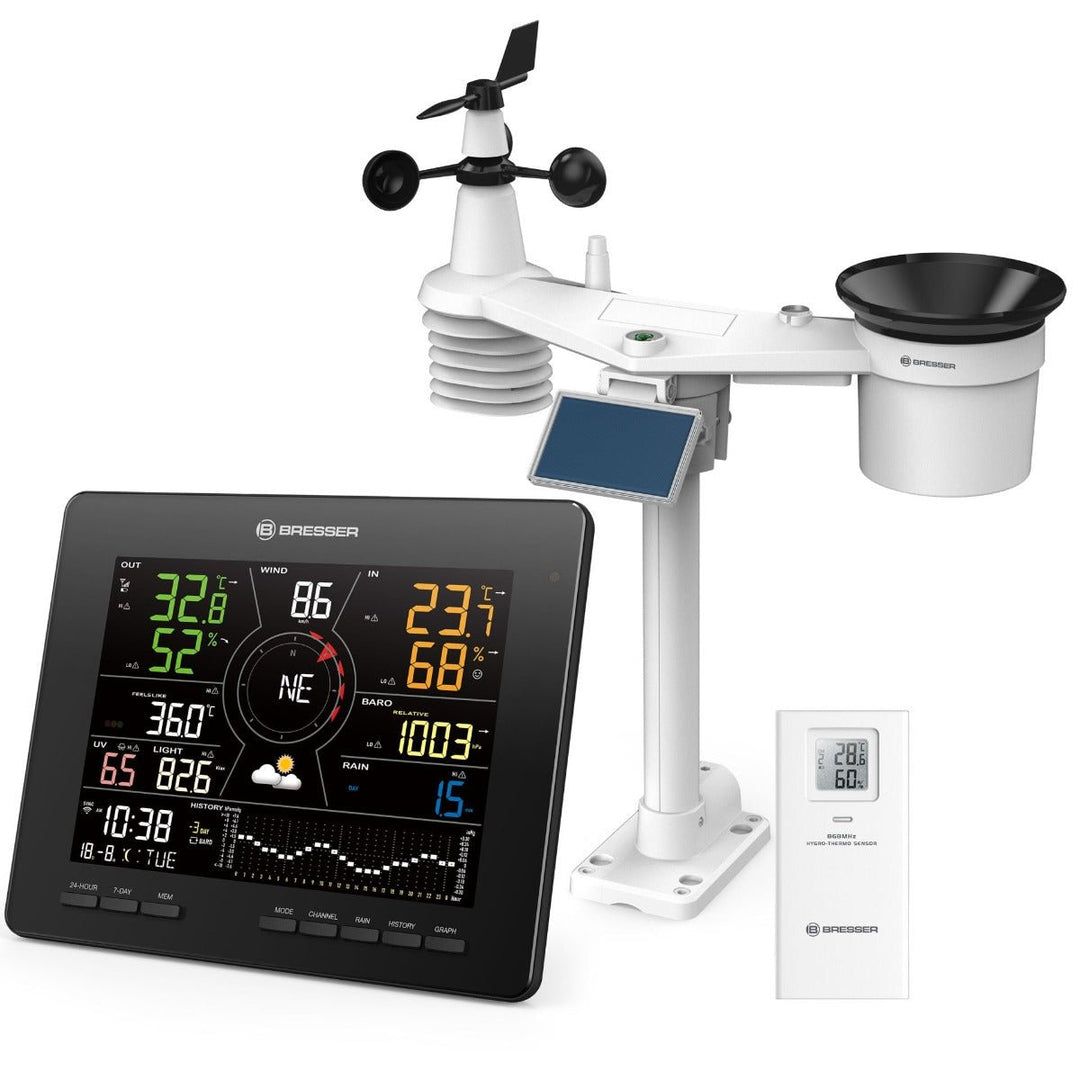 Bresser Wi - Fi 4CAST MD with 7 - Day Forecast, 7 - in - 1 Solar - Powered Outdoor Sensor Unit Incl Light Intensity & UV 7003800 - BR-7003800