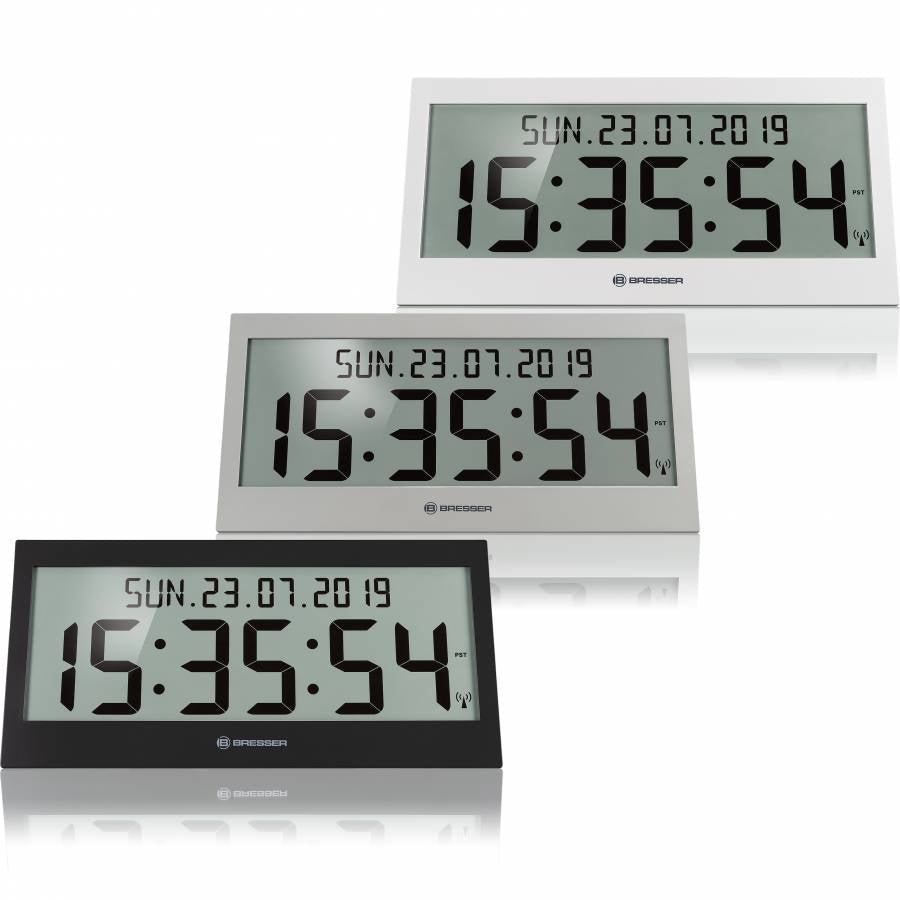 Bresser Jumbo LCD Wall Clock with Day & Date (White) - BR-7001802GYE000