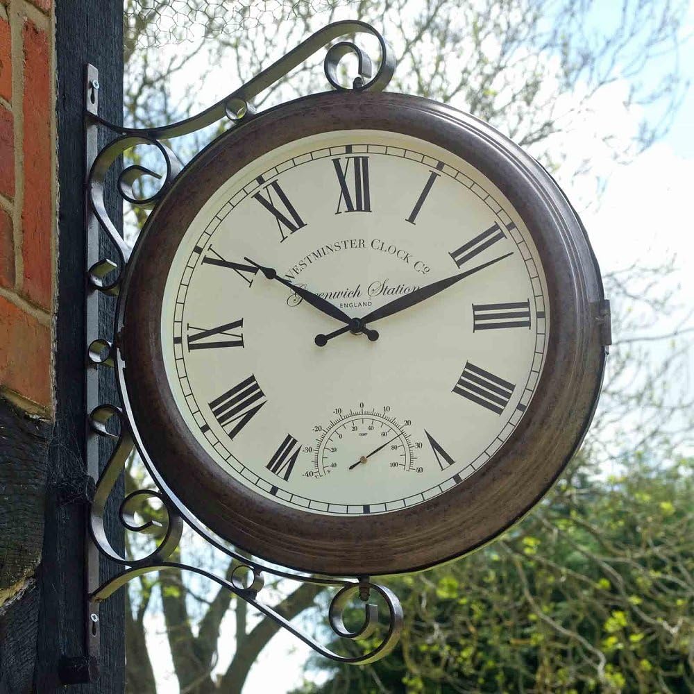 Greenwich Station Double - Sided Indoor/Outdoor Clock with Thermometer 38cm - SG-5063020