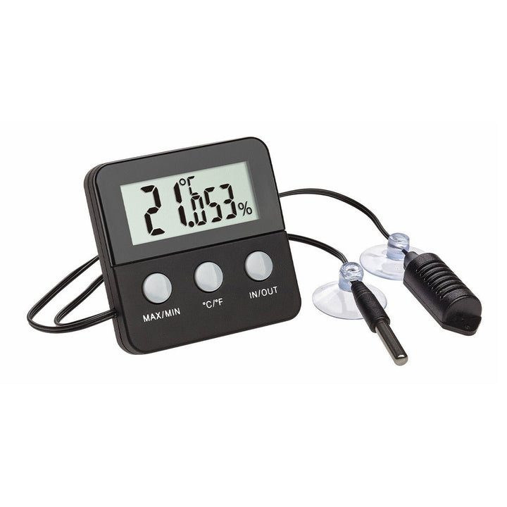 TFA TERRACHECK Digital Thermo - Hygrometer incl. Cabled Sensors with Suction Cups - ideal for reptiles and amphibians 30.5044 - TD-30-5044