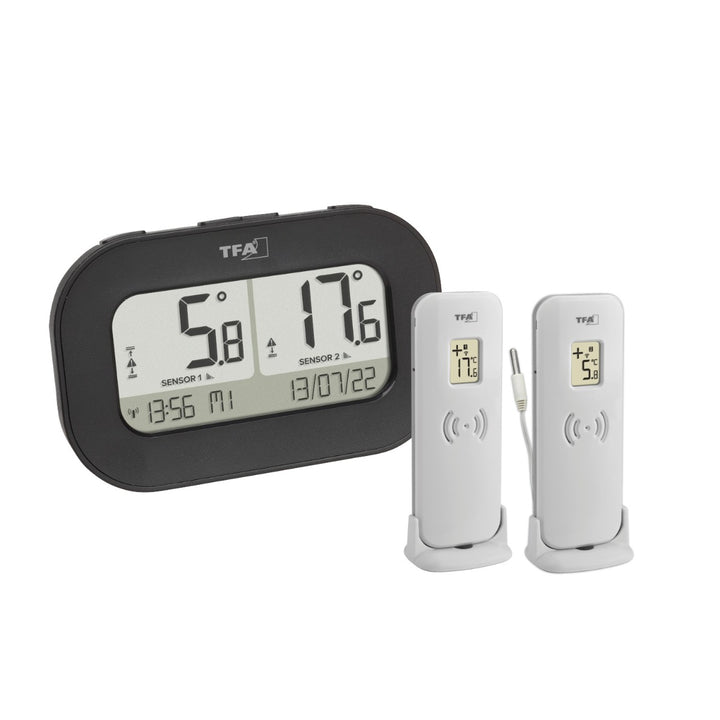 TFA DOUBLE - CHECK Wireless Thermometer with Two Transmitters (incl. waterproof cabled sensor) 30.3073 - TD- 30-3073-01