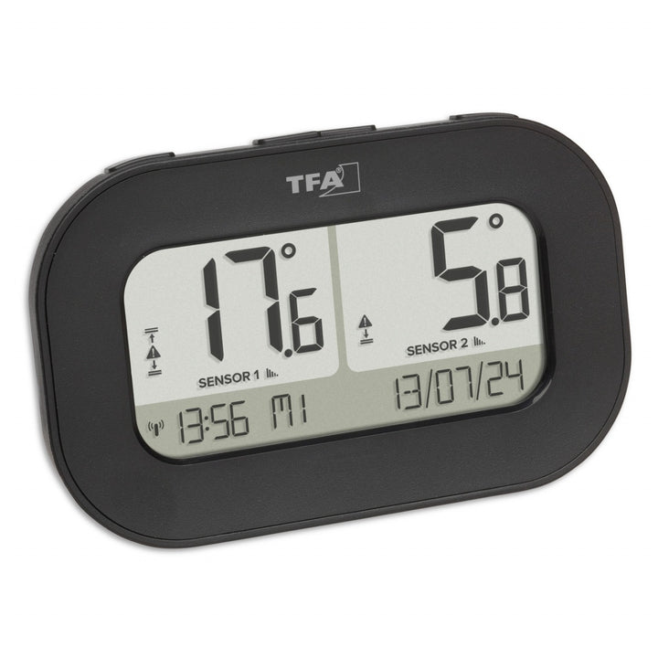 TFA DOUBLE - CHECK Wireless Thermometer with Two Transmitters (incl. waterproof cabled sensor) 30.3073 - TD- 30-3073-01