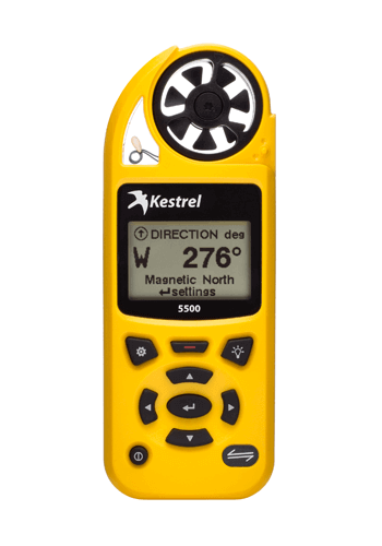 Kestrel 5500 with Onboard Data Logging & Graphing + LiNK Wireless Communication & Rotating Wind Vane Mount - NK-0855LVYEL