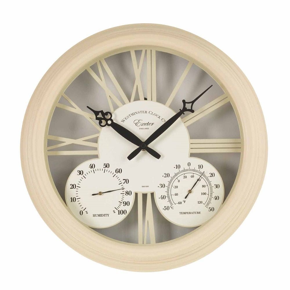 Exeter Cream Outdoor Wall Clock with Thermometer 38cm - SG-5061000