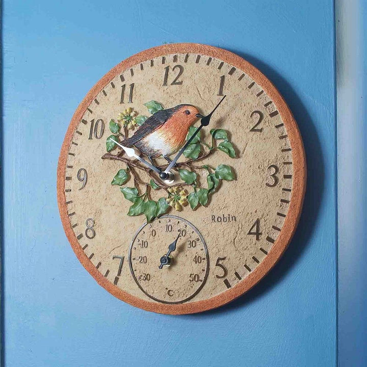 Robin Outdoor Wall Clock with Thermometer 30cm - SG-5064002
