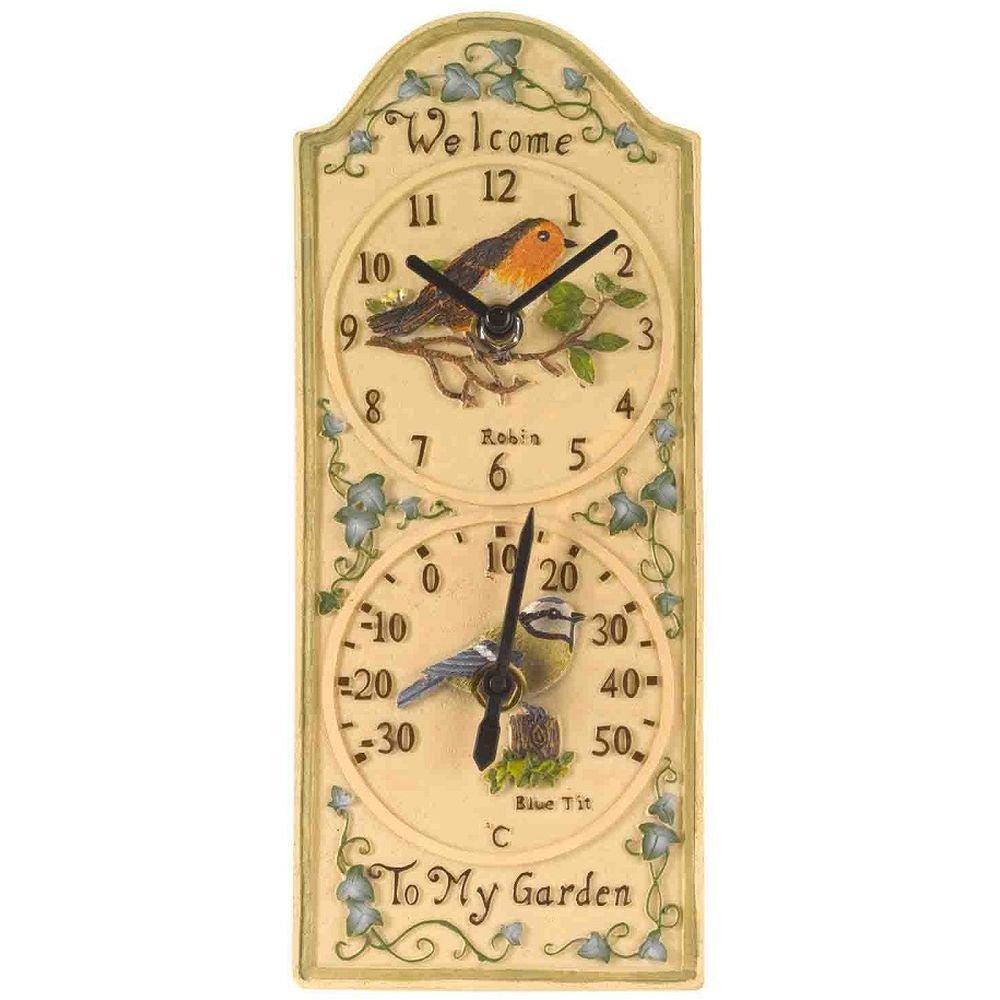 Birdberry Outdoor Wall Clock with Thermometer 30cm - SG-5064006