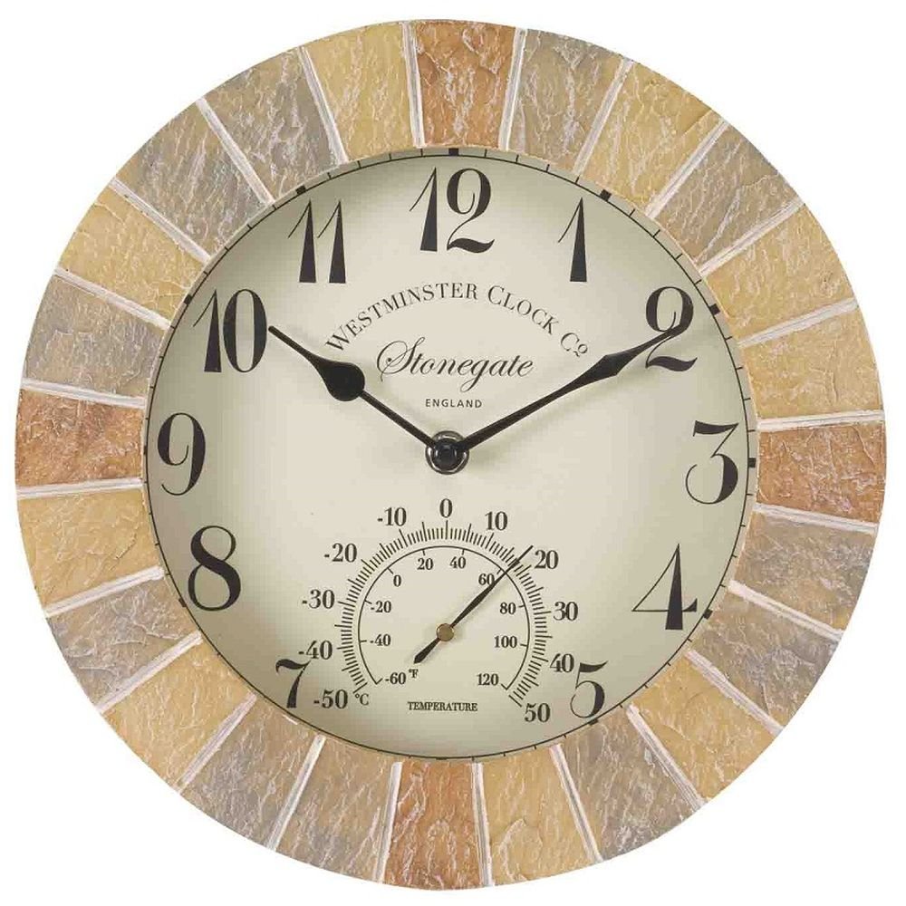 Stonegate Outdoor Wall Clock with Thermometer 25cm - SG-5065030