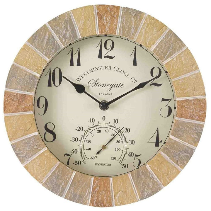 Stonegate Outdoor Wall Clock with Thermometer 25cm - SG-5065030