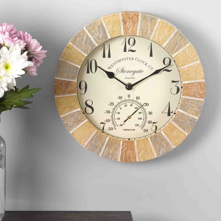 Stonegate Outdoor Wall Clock with Thermometer 25cm - SG-5065030
