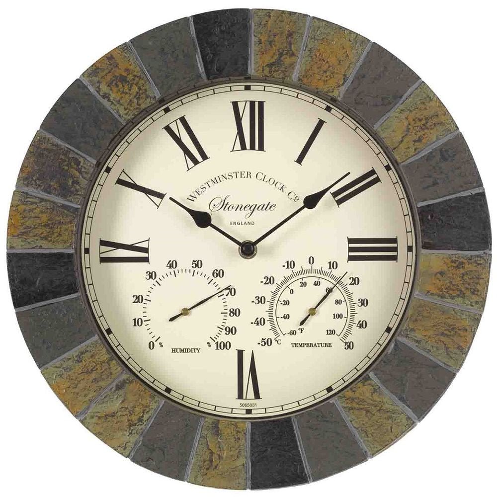 Stonegate Outdoor Wall Clock with Thermometer 35cm - SG-5065031