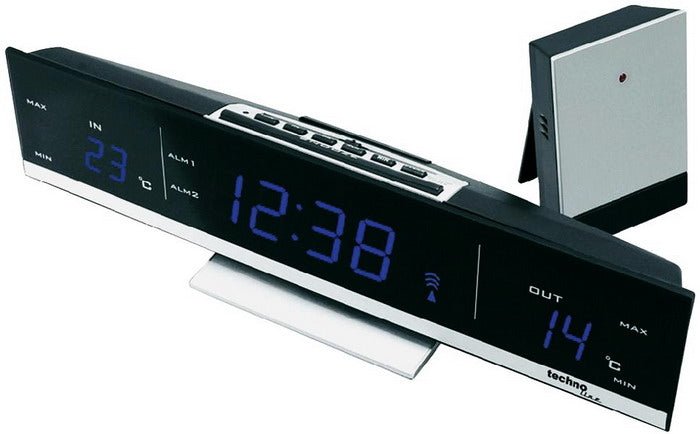 DISCONTINUED: Technoline WS6810 Blue LED Indoor & Outdoor Temperature Clock - ES-WS6810