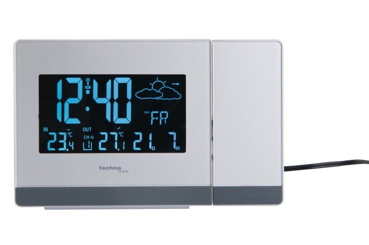 Technoline WT549 Projection Alarm Clock with Indoor &amp; Outdoor Temperatures, plus Weather Forecast - ES-WT549