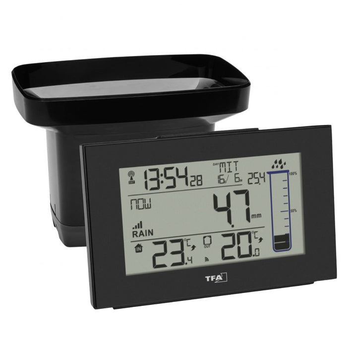 TFA 47.3006.01 Wireless Rain Gauge with Indoor/Outdoor Temperature &amp; Rain Alert - TD-47-3006-01