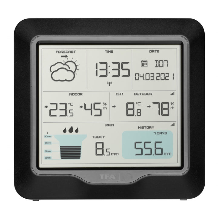 TFA Rain Pro 35.1160.01 Wireless Weather Forecast Station &amp; Rain Gauge with Indoor/Outdoor Temperature/Humidity &amp; Rain Alert - TD-35-1160-01