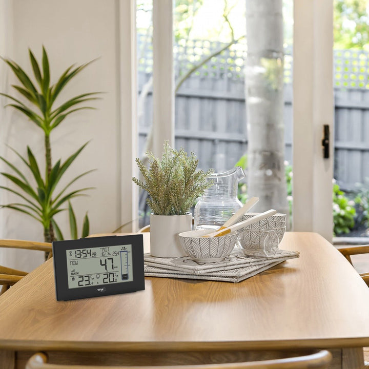 TFA 47.3006.01 Wireless Rain Gauge with Indoor/Outdoor Temperature &amp; Rain Alert - TD-47-3006-01